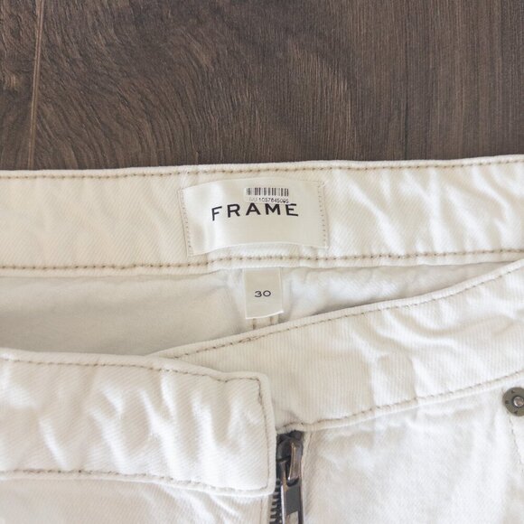 FRAME Angled Zipper Long Barrel Jeans in White Size 30 - Picture 7 of 14